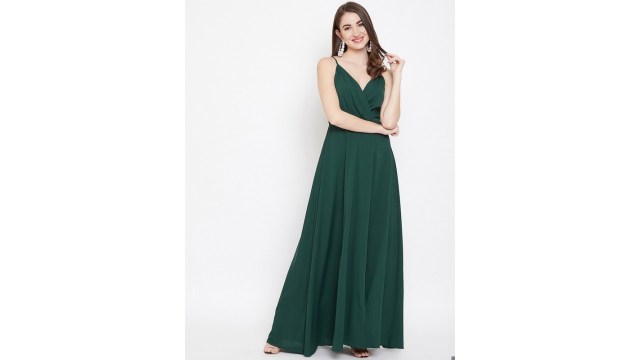 BerrylushGreen Wrap Maxi Dress