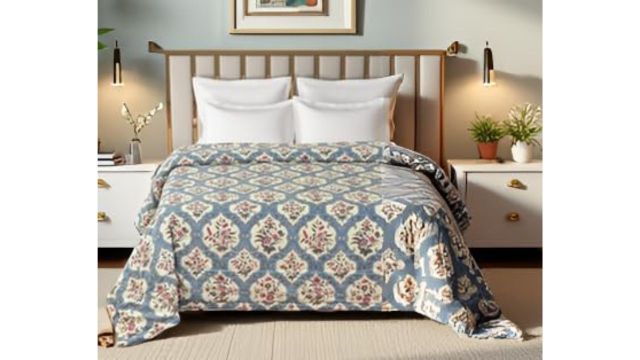 COZY FURNISH Summer Single Bed Blanket (Blue, Floral)