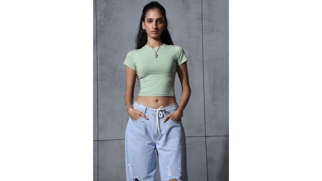Chapter 2 Women Green Cropped T-shirt