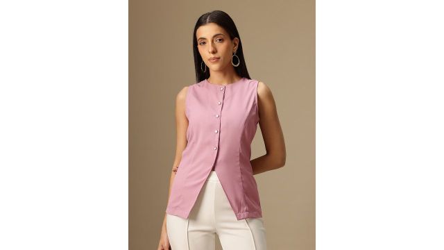 Chemistry Solid Round Neck Sleeveless Vest Top