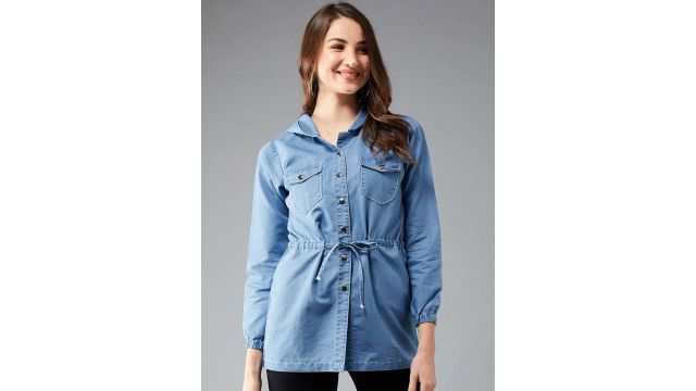 DOLCE CRUDO Women Denim Jacket with Patchwork