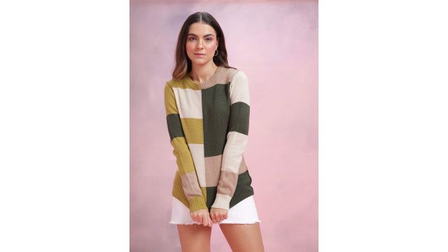 DressBerry Acrylic Colourblocked Sweater