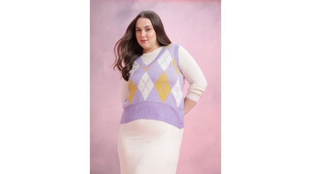 DressBerry Curve Plus Size Argyle Sweater Vest