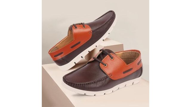 FAUSTO Men's Side Lace Stitched Lace Up Boat Shoes