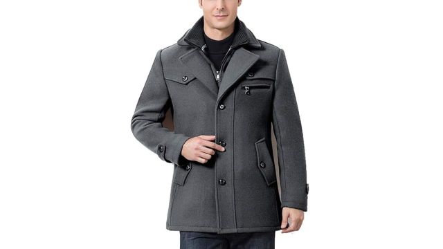 FTCayanz Men's Wool Coat Winter Slim Fit Pea Coats