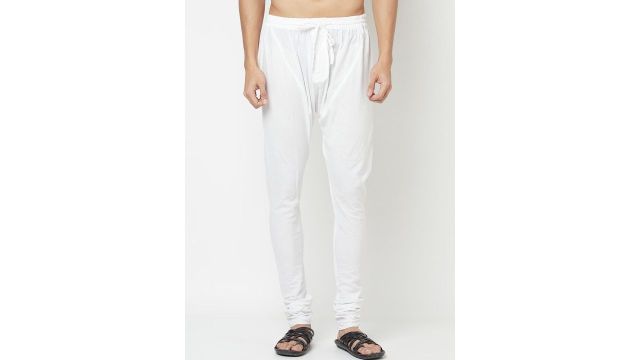 Fabindia Men White Solid Cotton Regular Churidar