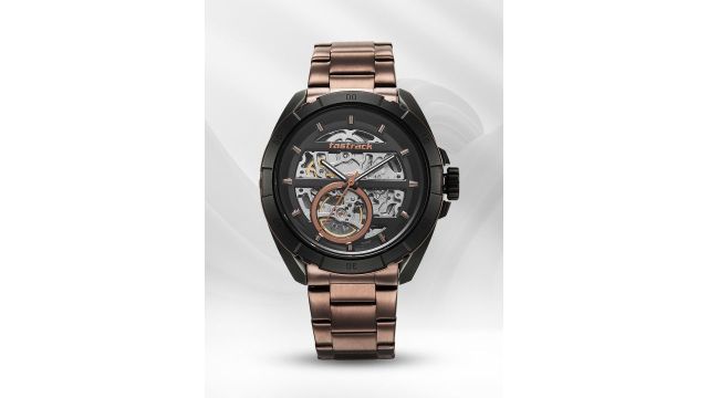 Fastrack Men Stainless Steel Automatic Skeleton Watch 3297KM01