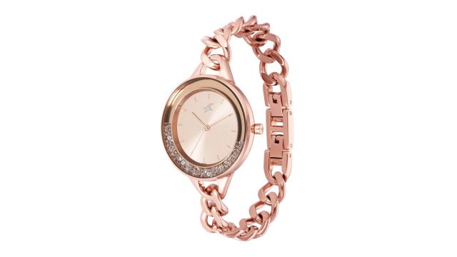 Fastrack Women Rose Gold-Toned Bracelet Style Straps Watch 68026WM01