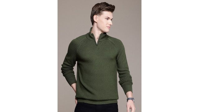 French Connection Self Design High Neck Pullover