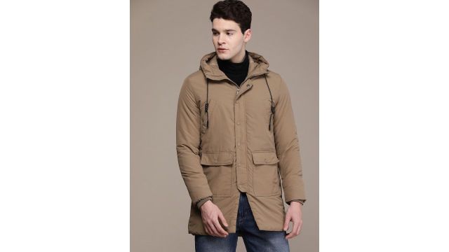 French Connection Solid Hooded Longline Overcoat