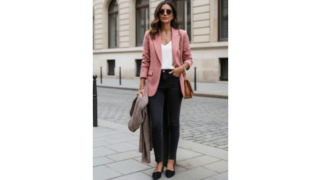 HERE&NOW Notched Lapel Collar Long Sleeves Single-Breasted Blazer