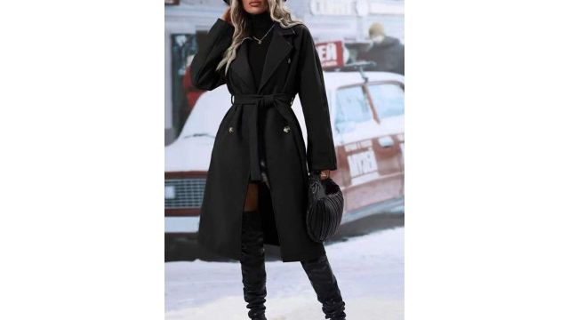 HERE&NOW Women Black Solid Wool Heavy Winter Long Coat