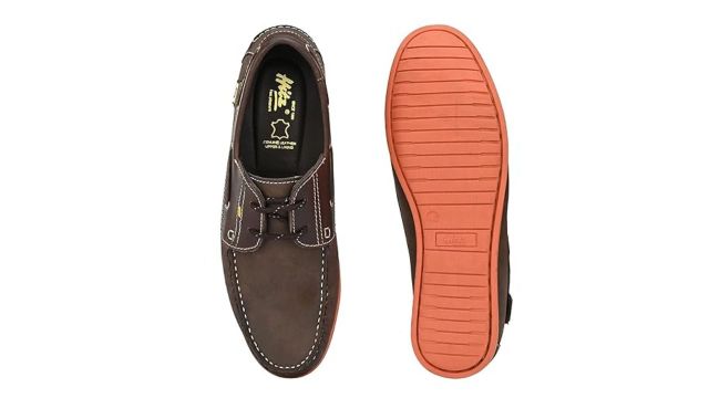HITZ Men's Brown Leather Lace-Up Boat Shoes