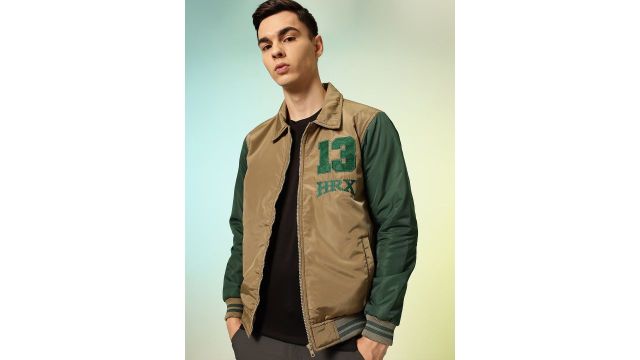 HRX by Hrithik Roshan Printed Applique Varsity Lifestyle Jacket