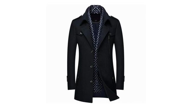 INVACHI Mens French Woolen Coat Slim Fit Winter Trench Coat