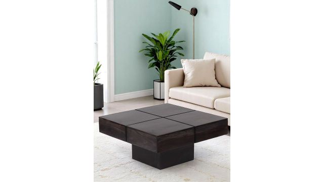 Ikiriya Sheesham Wood Contemporary Coffee Table – Dark Mahogany (Square)