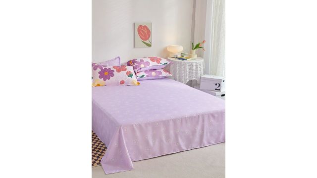 JC HOME Purple & Pink Floral Double Queen Set (with Quilt Cover)