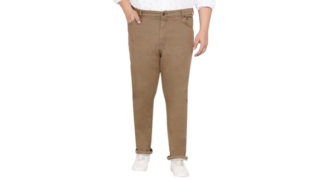 JOHN PRIDE Plus Size Men Sandcastle Clean-Look Khaki Stretchable Jeans