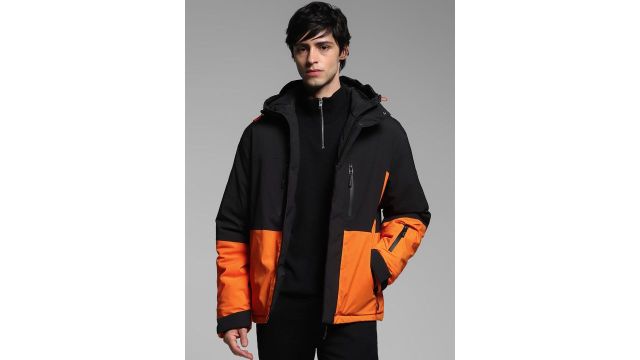 Jack & Jones Men Hooded Colourblocked Casual Bomber Jacket