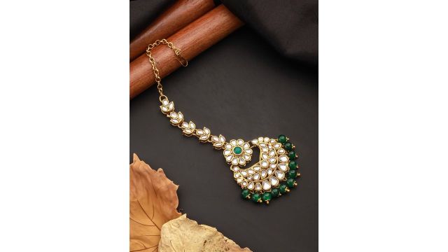 Jazz and Sizzle Gold‑Plated Kundan Maang Tikka (Women)