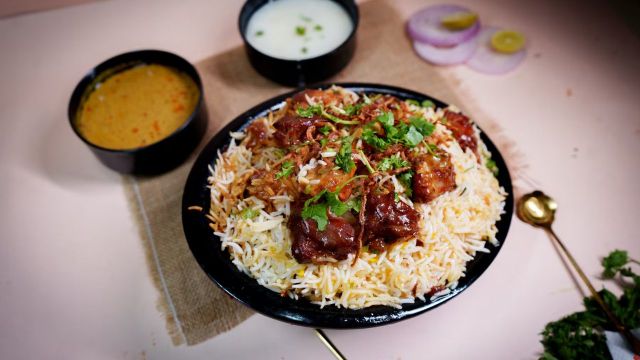 Jeera Rice and Mutton Curry