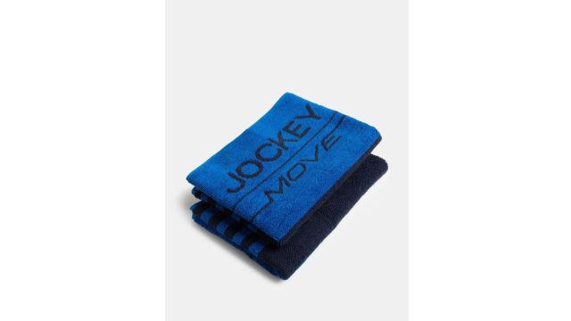 Jockey Blue Striped Terry Cotton 500GSM Super Soft 2PCs Adult Regular Bath Towel-16x31In