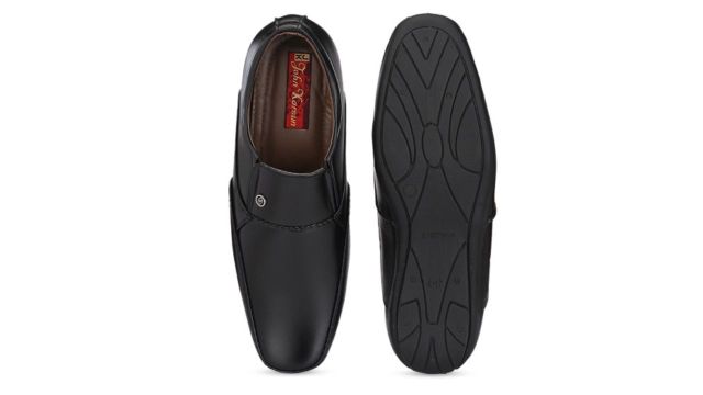 John Karsun Men Black Textured Formal Slip-On Shoes