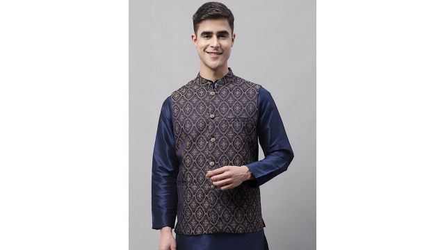 Jompers Men Woven Design Nehru Jacket
