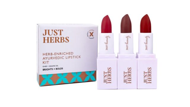 Just Herbs Women Set of 3 Ayurvedic Half-Size Lipstick Kit