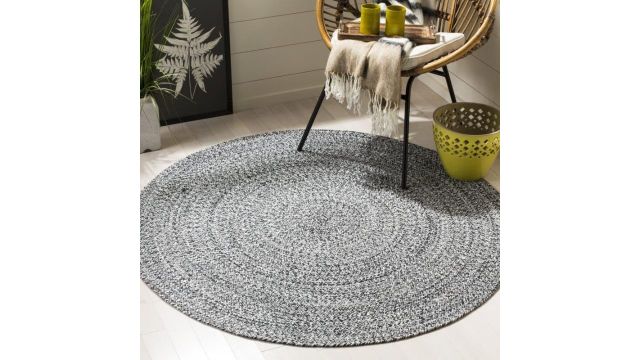 Jute Carpet for Living Room, Handwoven Area Rug (Black & White)