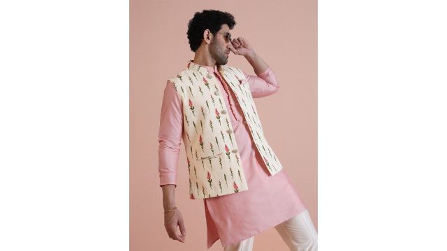 KISAH Men Printed Nehru Jacket