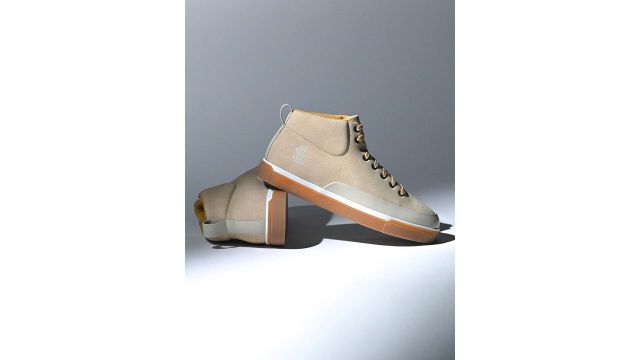 LOUIS STITCH Men Beige Comfortable Mid‑Top Lace‑Up Sneaker