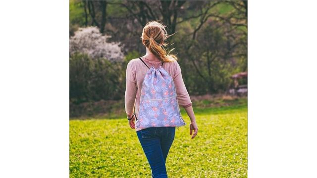 Lify Drawstring Backpack (Water‑Resistant, Flamingo Print)