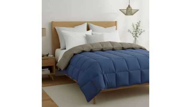 Livspace “Hush Haven” Reversible Comforter (Double, Navy)