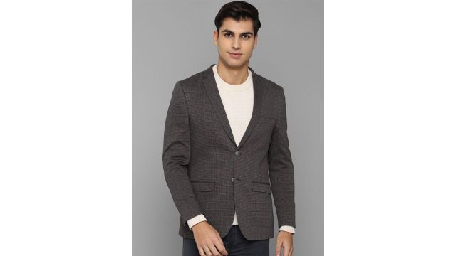 Louis Philippe Sport Men Checked Single-Breasted Pure Cotton Formal Blazer