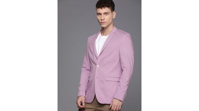 Louis Philippe Sport Men Pure Cotton Super Slim Fit Checked Blazer