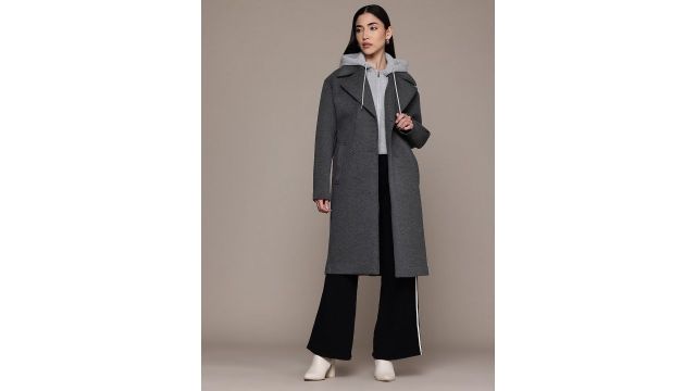 MANGO Detachable Hood Overcoat