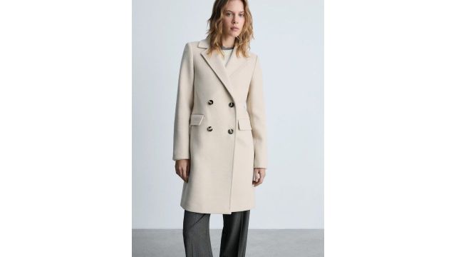 MANGO Double-Breasted Longline Coat