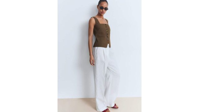 MANGO Pure Cotton Single-Breasted Waistcoat