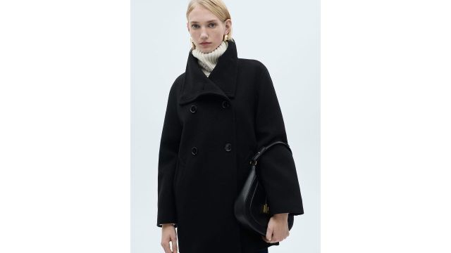 MANGO Wraparound Collar Double-Breasted Coat