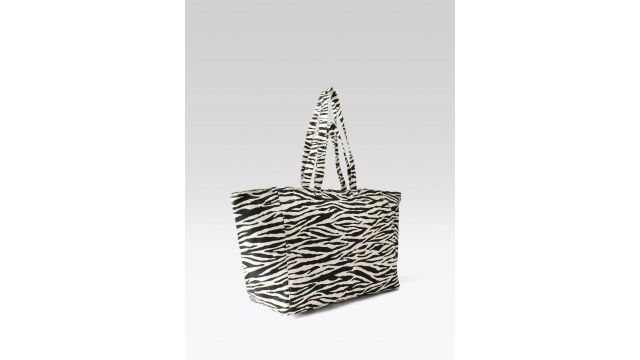 MANGO Zebra Printed Oversized Pure Cotton Shopper Tote Bag