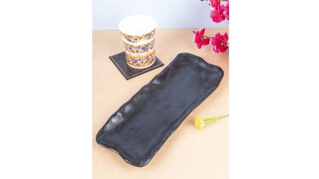 MARKET99 Black Melamine Serveware Glossy Finish Platter for Dining Table