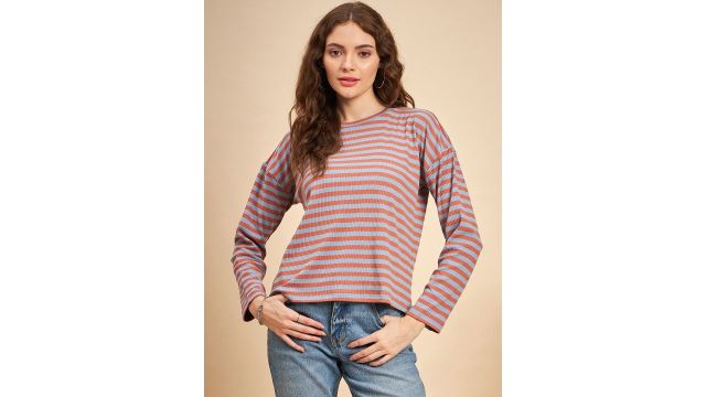 MINT STREET Striped Pullover Sweatshirt