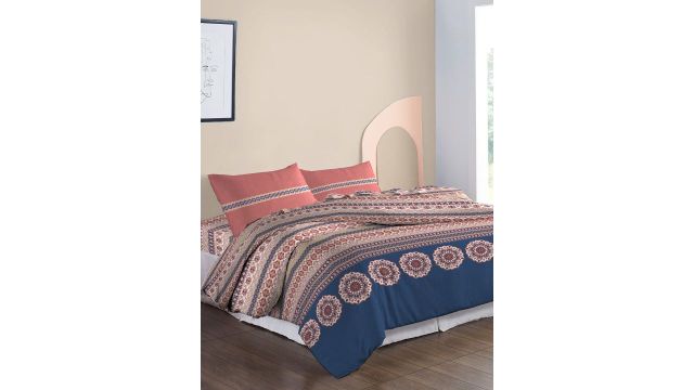 MYTRIDENT Blue & Beige Pure Cotton Mild Winter Double King Bedding