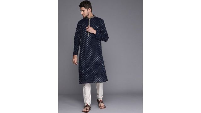 Manyavar Men Ethnic Motifs Pure Cotton Kurta with Pyjamas