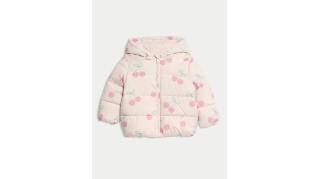 Marks & Spencer Girls Hooded Conversational Printed Lightweight Puffer Jacket