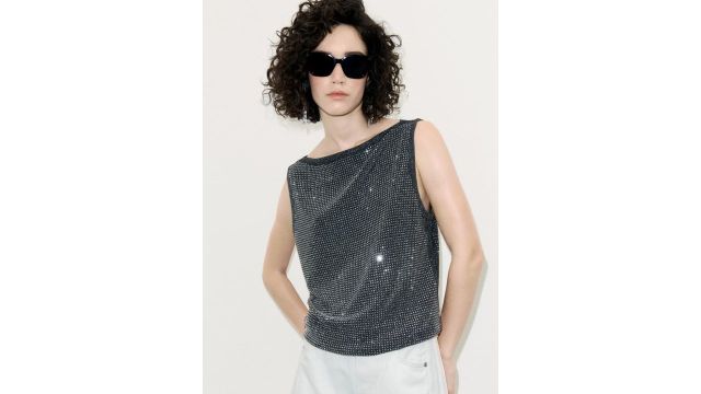 Marks & Spencer Women Sequined Sleeveless Party Top