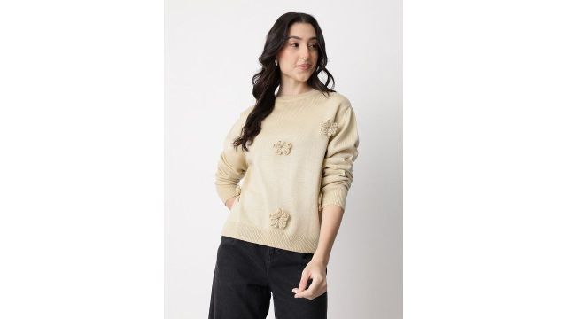 Mast & Harbour Floral Pullover with Applique Detail