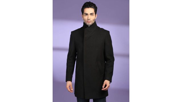 Mast & Harbour Men Single-Breasted Mock Collar Long Sleeves Overcoat Coats