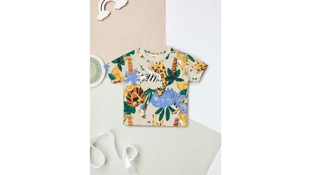 Max Boys Shorts Set (Yellow, Jungle Print)